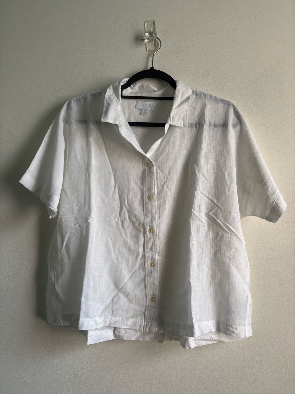 GAP White Short-Sleeve Relaxed Button-Down Shirt